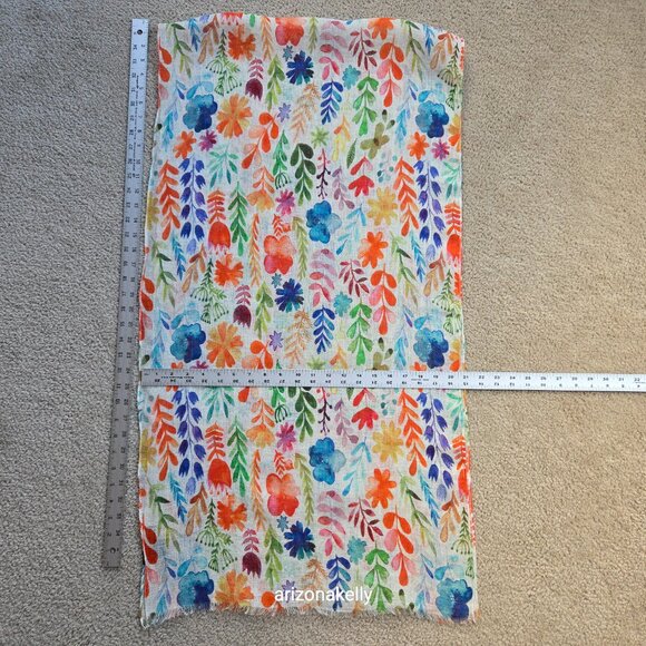 NWOT Linen Watercolor Flowers Colorful Art - Picture 9 of 10